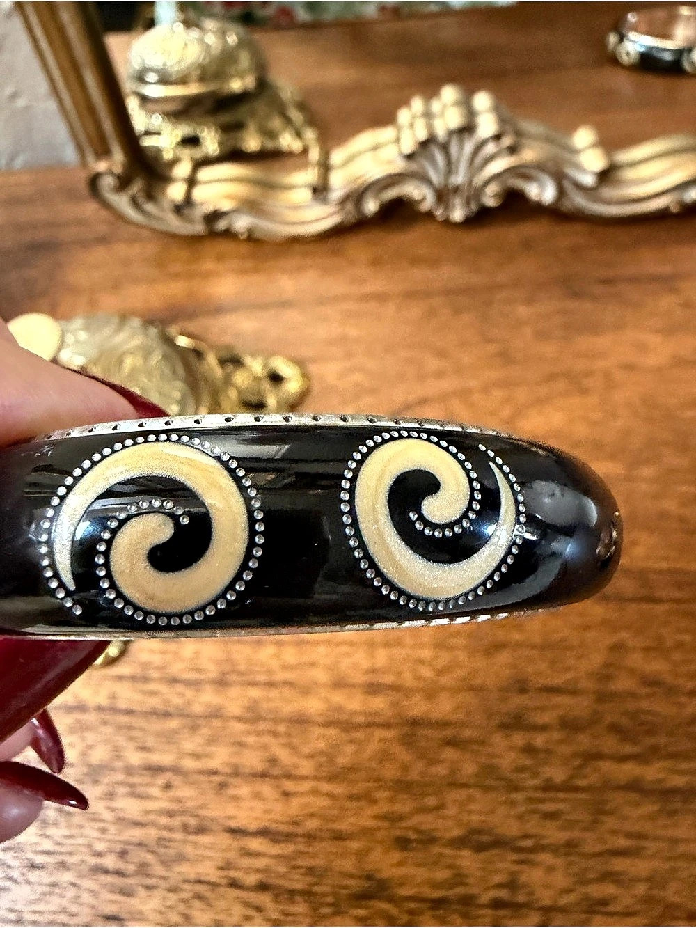 Brighton Black & Gold Spiral Bangle Bracelet